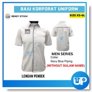 [𝐑𝐄𝐀𝐃𝐘 𝐒𝐓𝐎𝐂𝐊] Baju Korporat Putih Collar Short Sleeves Navy Blue Line Latest Edition (WITHOUT SULAM 