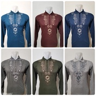 Baju Koko Bahan Kaos Tangan Panjang/ Baju Koko Bordir/Baju Muslim Pria