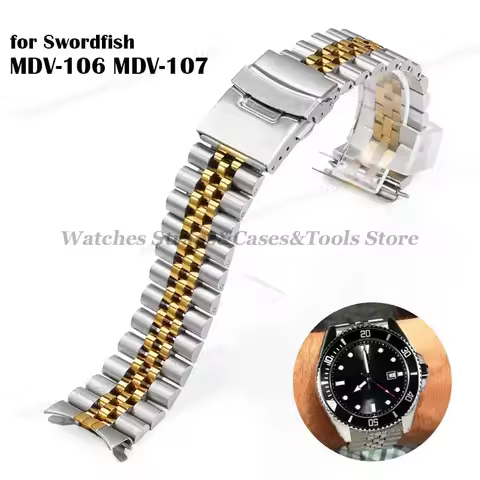 22mm Diving Steel Metal Straps For Casio for Duro MDV107 MDV106 Watch Wristbands Bracelet Stainless 