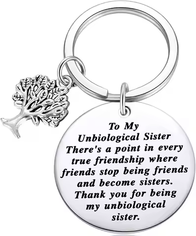 My Unbiological Sister Friendship Gift Sister Thank You Key Chains with Tree of Life Charm for Soul 