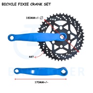 Set Crank Basikal Fixie Besi 44T/ Fixie Bicycle Crankset Steel 44T