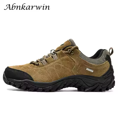 Autumn Spring Men Outdoor Mountain Suede Genuine Leather Hiking Shoes Trekking Sneakers Camping Hike