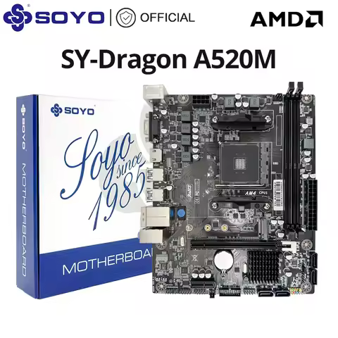 SOYO Full New Dragon A520M Motherboard Support AMD Ryzen CPU(3600/4650G/5600G/5600X) M.2 NVME USB3.1