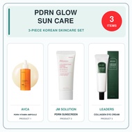 [PDRN Glow Sun Care] 3-Piece Korean Skincare Set | AVCA, JM SOLUTION, LEADERS | PDRN Multivitamin Am