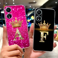 Honor X5 Plus Case WOD-LX2 Clear Aesthetic A-Z Letter Soft TPU Back Cover Honor X5 Plus Phone Case F