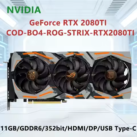 RTX 2080 TI 11GB GPU ASUS COD BO4 ROG STRIX RTX2080TI Gaming Graphics Card 11GB GDDR6 352 Bit HDMI D