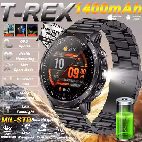 2026 New T-Rex 3 Ultra 1400mAh Smart Watch 3ATM Waterproof Outdoor Sports GPS Track Heart Rate Bluet