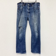Levi's 501 牛仔褲，紐帶門襟，靛藍色，古著。