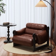 Antique Leather Jersey Island Single Sofa Chair  Retro Leisure for Balcony  Small Living Room