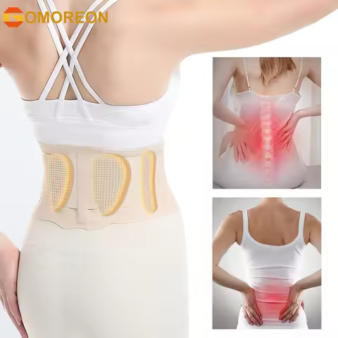 1Pc Ultra Thin Back Brace with 3D Lumbar Pad, 2 Flexible Supports, Back Brace for Lower Back Pain fo