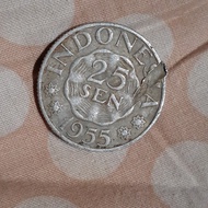 uang kuno 25 sen 1955