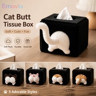 Cute Kitten Plush Tissue Box, Soft Stuffed Tissue Holder, Decorative Home Organizer for Living Room 