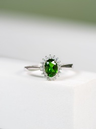 Chrome Diopside Oval Halo ring