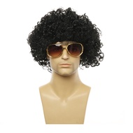 Hiphop penampilan tahap Wig Tampan Pria wanita Webcast Lucu Halloween Hitam Panjang dengan Wig Harle