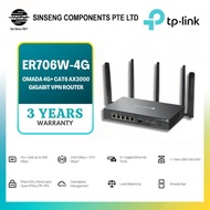 TP-Link ER706W-4G Omada 4G Sim Card Router Cat6 WiFi 6 AX3000 Gigabit VPN Router 5GHz / Support:Port Forwarding