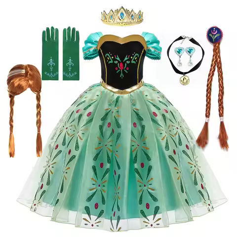 Full Printing Kids Cosplay Anna Princess Costume Fancy Birthday Carnival Party Prom Dress Toddler Ro