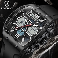 LIGE นาฬิกาแบรนด์ FOXBOX หรูหราทหารสำหรับผู้ชายแฟชั่นนาฬิกาโครโนกราฟ สปอร์ตปลุกนาฬิกาข้อมือควอตซ์กัน