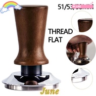 JUNE1 Coffee Tamper, Wooden Handle 51/53/58MM Pressure Hammer, Portable Stainless Steel Base Durable