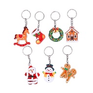 7pcs Gift Kids Accessories Cute Cartoon Men Women Gingerbread Man Santa Claus Stocking Wreath Christmas Keychain
