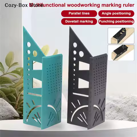 [ZY]1Pcs Locate Carpenter Angle Ruler 3D Miter Angle Measuring Tool Perforated Positioning Ruler 45 