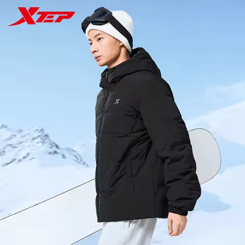 Xtep Coat White Duck Down Jacket Winter Lightweight Hooded Parkas Male Waterproof Casual Outdoor Puf