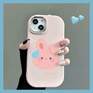 Phone Phone Case Suitable for iPhone x xs xr xsmax 11 12 13 14 15 Pro max Plus Electroplating Photo Frame Cartoon Sweaty Big-Eared Rabbit Silicone Soft Case All-Inclusive Large-Hole Shock-resistant Mobile Phone Protective Case Shell