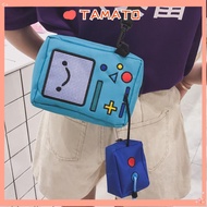 TAMATO Small Bags, Adventure Time Soft Crossbody Bag, Funny Canvas Double BMO Robot Phone Purse Wome