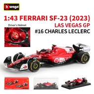 1:43 Skala Ferrari SF-23 2023 Formula F1 Racing Car Koleksi Model Edisi Las Vegas