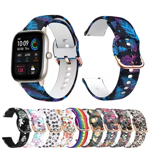 Feather Printed strap for Amazfit GTS 3 2 2E 2mini Romantic silicone strap for Amazfit GTR Mini Offi