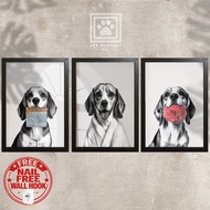 Beagle Dog Bathroom Decor Towel Bathrobe Toothbrush Tissue Bathroom - Framed Wall Art for Dog Lovers