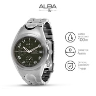 Jam Tangan Analog Stainless Steel Pria Alba AJN085 Army 4 cm Original