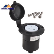 15 Amp Flanged Shore Power Outlet 125 Volt NEMA 5-15R Receptacle, 2 Pole 3 Wire Socket for Straight 