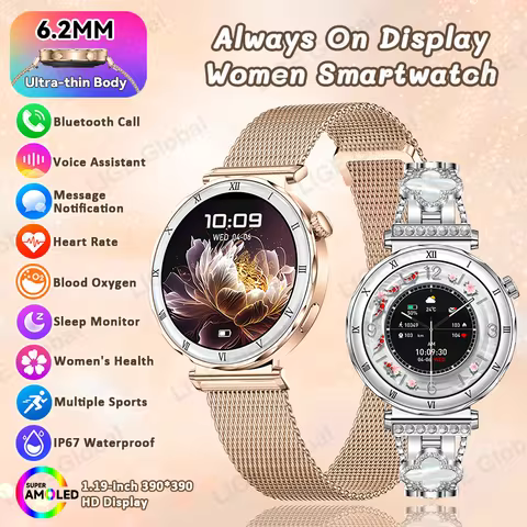 LIGE Fashion Ladies Smart Watch AMOLED Always On Display Health Monitoring BT Call Female Women Spor