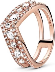 Sparkling Marquise Double Wishbone, Clear CZ PANDORA Rose Ring, Size: EUR-52, US-6-189095C01-52