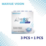 Maxvue Airsoft Multifocal Silicone Hydrogel Monthly Disposable Clear Contact Lens (3 PCS + 1 PC)
