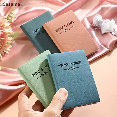 〔Sesame〕A7 Specification 2026 English Planner Book, Mini Portable Pocket Daily Schedule Book Thin We