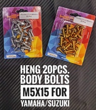 20PCS HENG MUSHROOM BODY BOLTS M5X15mm FOR YAMAHA/SUZUKI SPORTY MIO125 SOULTY AEROX NMAX RAIDER (THA