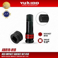 MATA H18 Hex Impact Socket Bit AB818-H18 Chrome Vanadium 1/ 2 Inch for Workshops & Industry