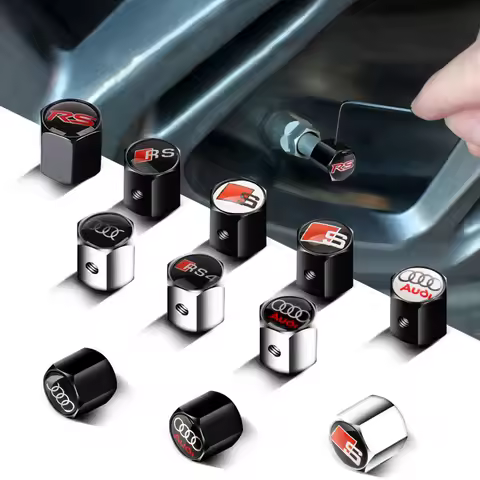 4PCS Metal Auto Wheel Tire Valve Stem Caps Cover For Audi SLine A3 A4 A5 A6 A7 A8 Q2 Q3 Q5 Q7 Q8 S3 