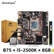 B75 LGA 1155 Motherboard Set With Intel Core i5 2500K CPU 1Pcs*8GB 1600MHz DDR3 Desktop Memory