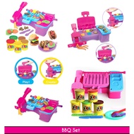 Set Memasak Budak Perempuan, Burger, Ice Cream, BBQ Realeos Kids Pretend Play Ice Cream Maker Burger BBQ Plasticine Toy