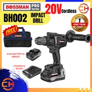 BOSSMAN PRO SERIES Cordless Impact Drill / Hammer Drill BH002 With Side Handle | 150Nm Anti Kickback