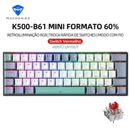 Machenike K500-B61 Mini Mechanical Keyboard 60% ABNT2 Layout RGB Backlight Hot-swappable NKRO Wired 