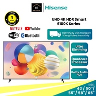 Hisense TV 50'' / 55'' / 58'' / 65" 70" Inch UHD 4K HDR Smart TV A6100K Series New Model 2023  Telev