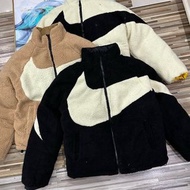 外國預訂 3色選 雙面穿 Nike x NOCTA 羊羔毛 swoosh logo /風褸面浮雕 立領拉鍊外套