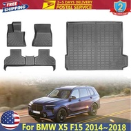 For X5 F15 2014~2018 Car All Weather Floor Mats+Trunk Mat TPE Cargo Liner Carpet Cover Non-slip Inte