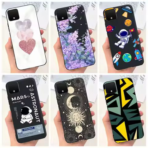 For Google Pixel 4 XL Case 6.3" Soft Silicone Funda Lovely Heart Astronaut Phone Cover on Google Pix
