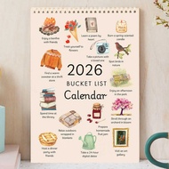 2026 Bucket List Calendar 2026 Wish List Calendar Art Watercolor Daily Calendar