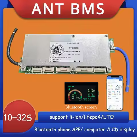 Smart Display 10S To 32S 26S 28S 30S 300A Lithium Battery Protection Board Balance ANT BMS Lifepo4 L