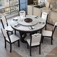 BW88/ Qinyan Solid Wood Dining Table Home Simple Nordic Table Dining Table Chair Marble Furniture with Turntable round D